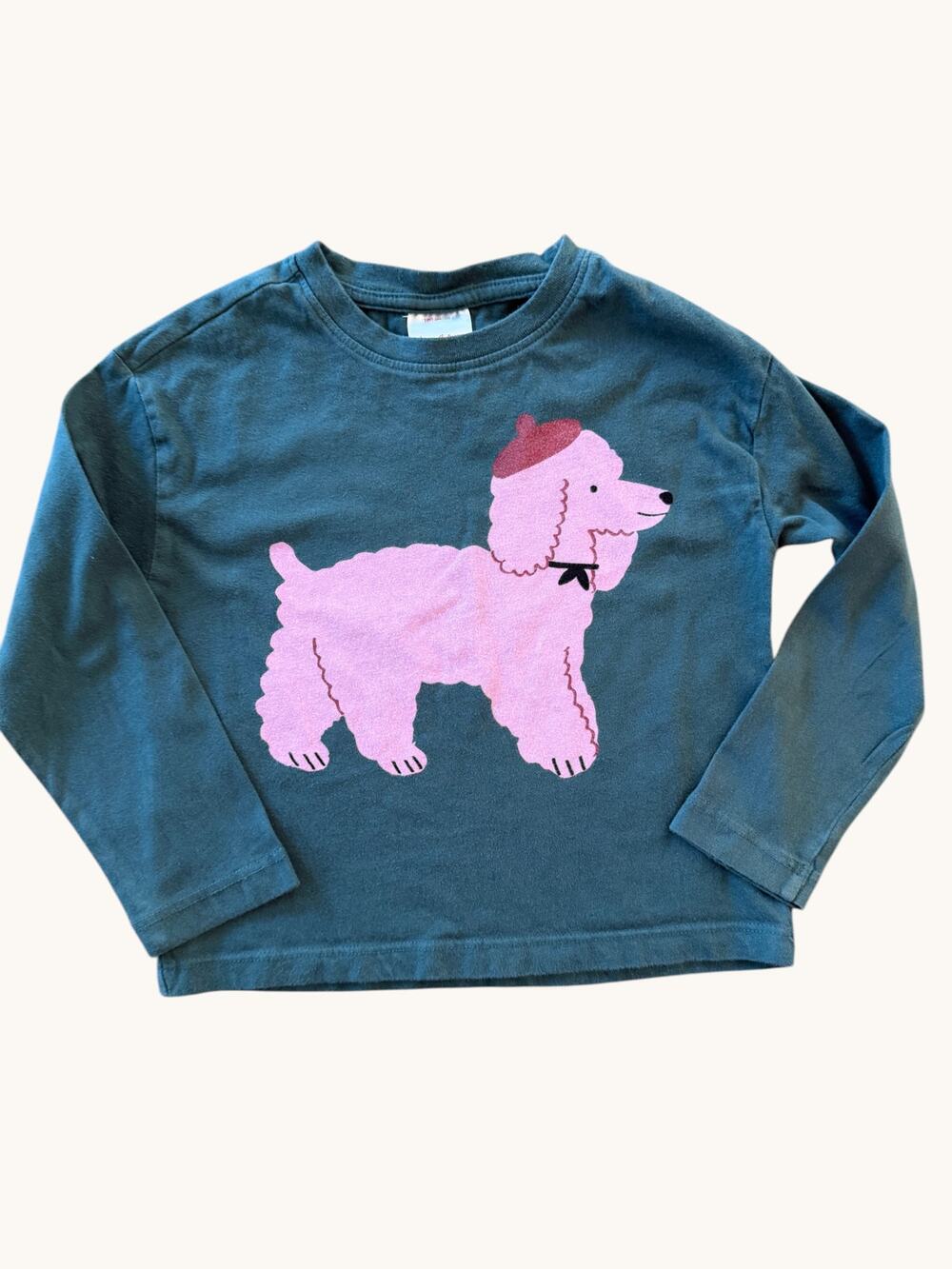 Hanna Andersson Pink Poodle Beret Graphic Long Sleeve Tee Girls Size 4 100cm